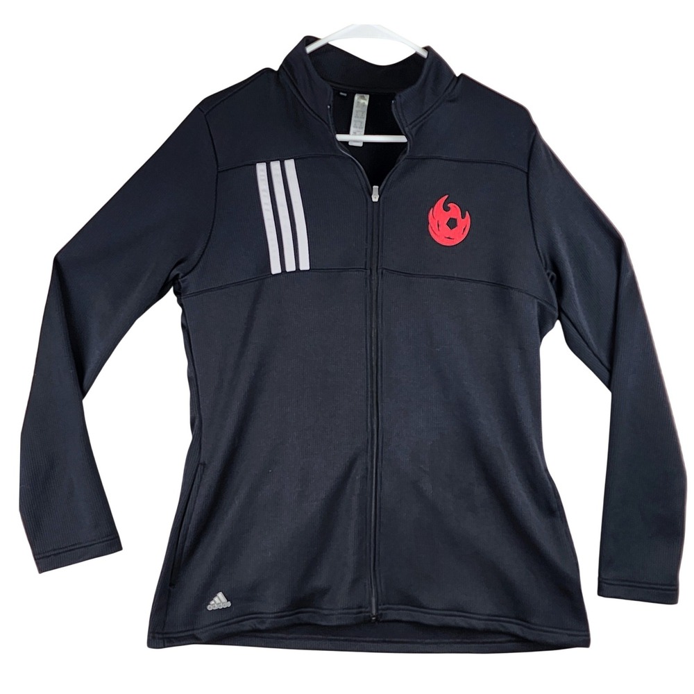 Phoenix Rising FC Adidas Soccer Track Jacket Womens XL Black 3-Stripe Full Zip‎